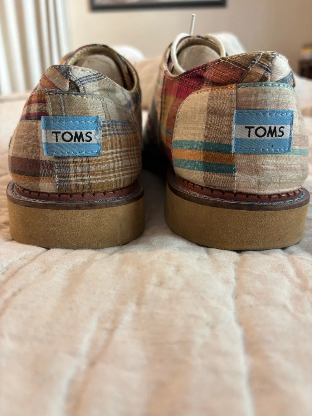Toms Men's Multicolor Patchwork Plaid Lace-Up Derbys